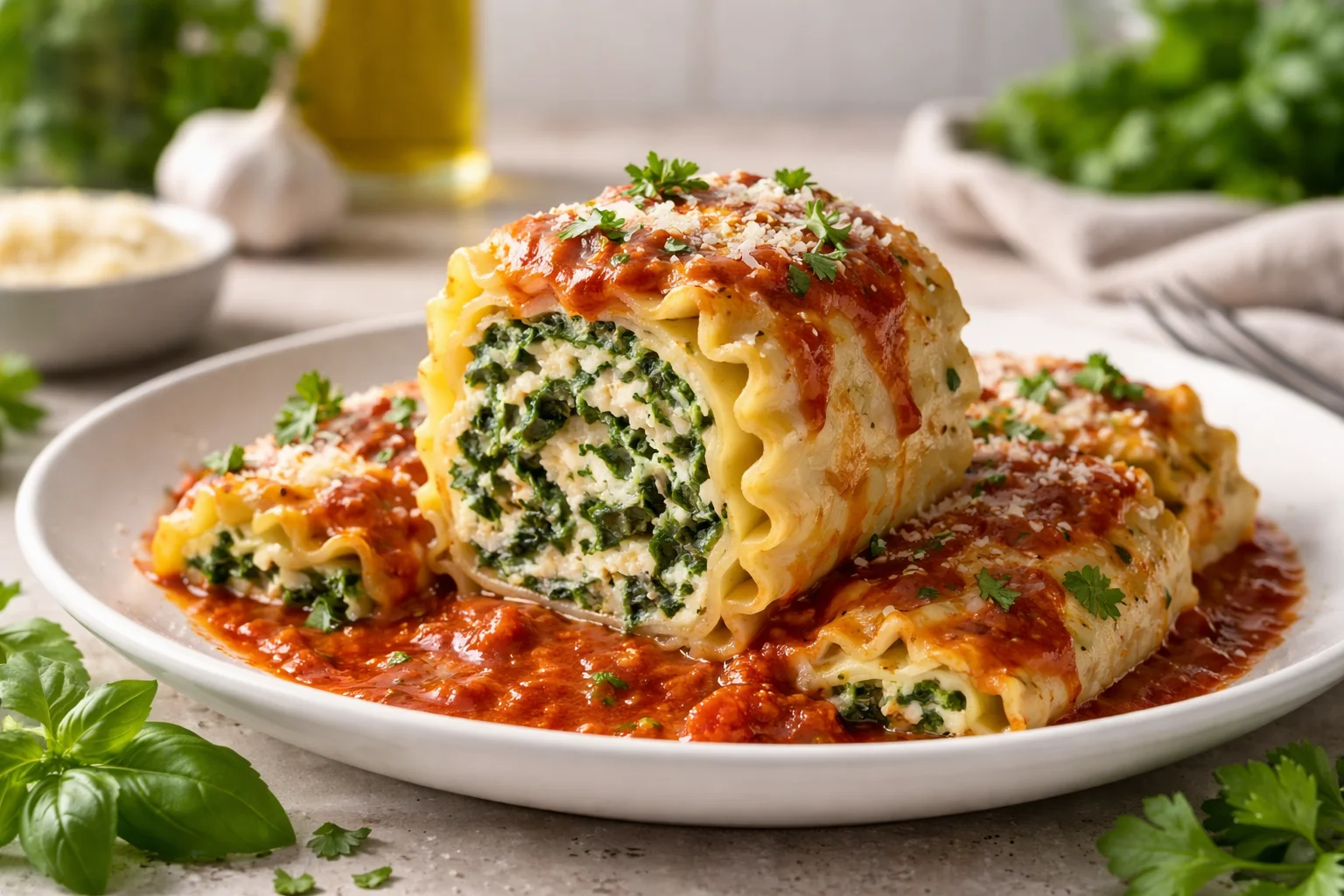 spinach lasagna roll ups