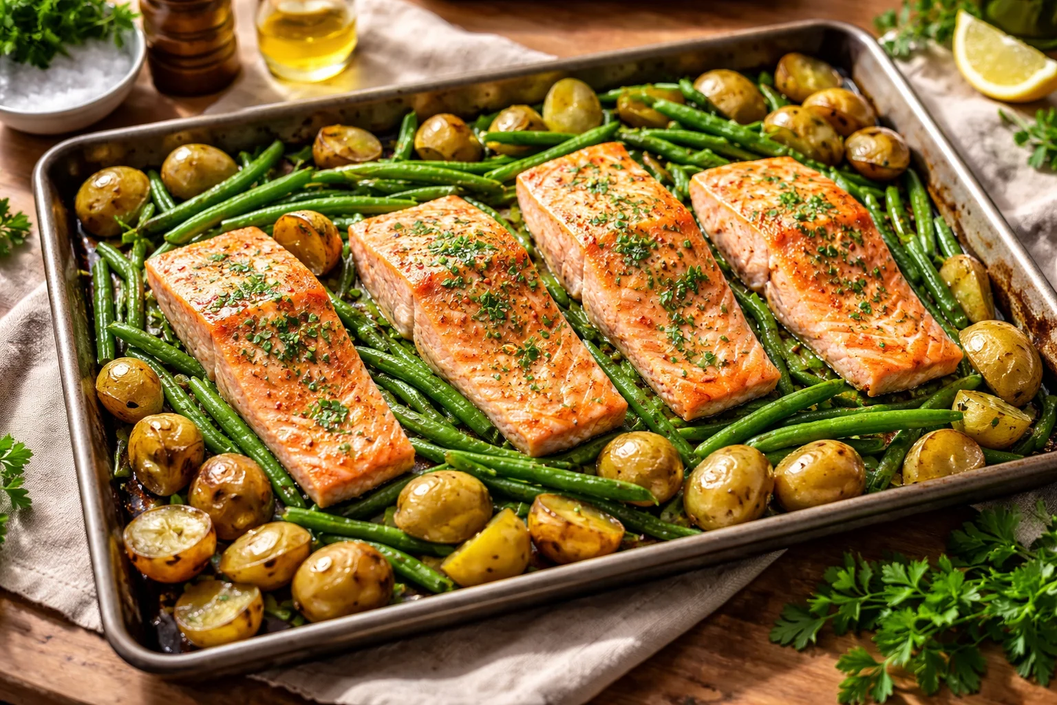 sheet pan lemon garlic parmesan salmon
