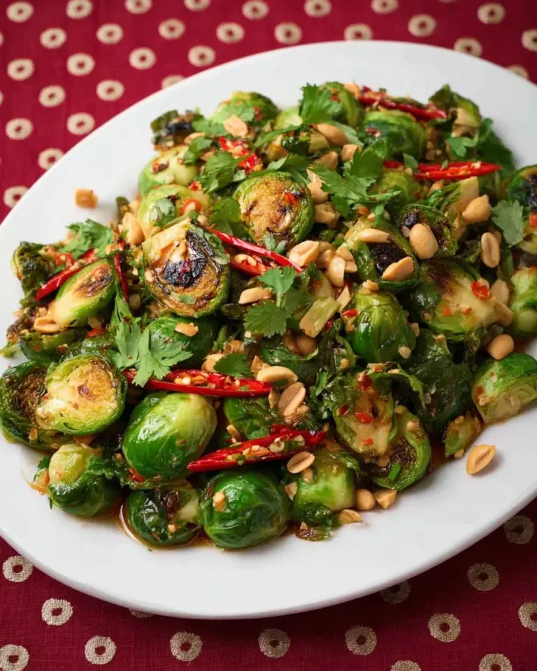 Brussels sprouts topped with delicious Thai dressing