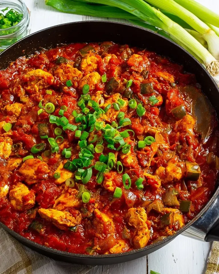 Delicious Chicken Creole served with rice and vegetables