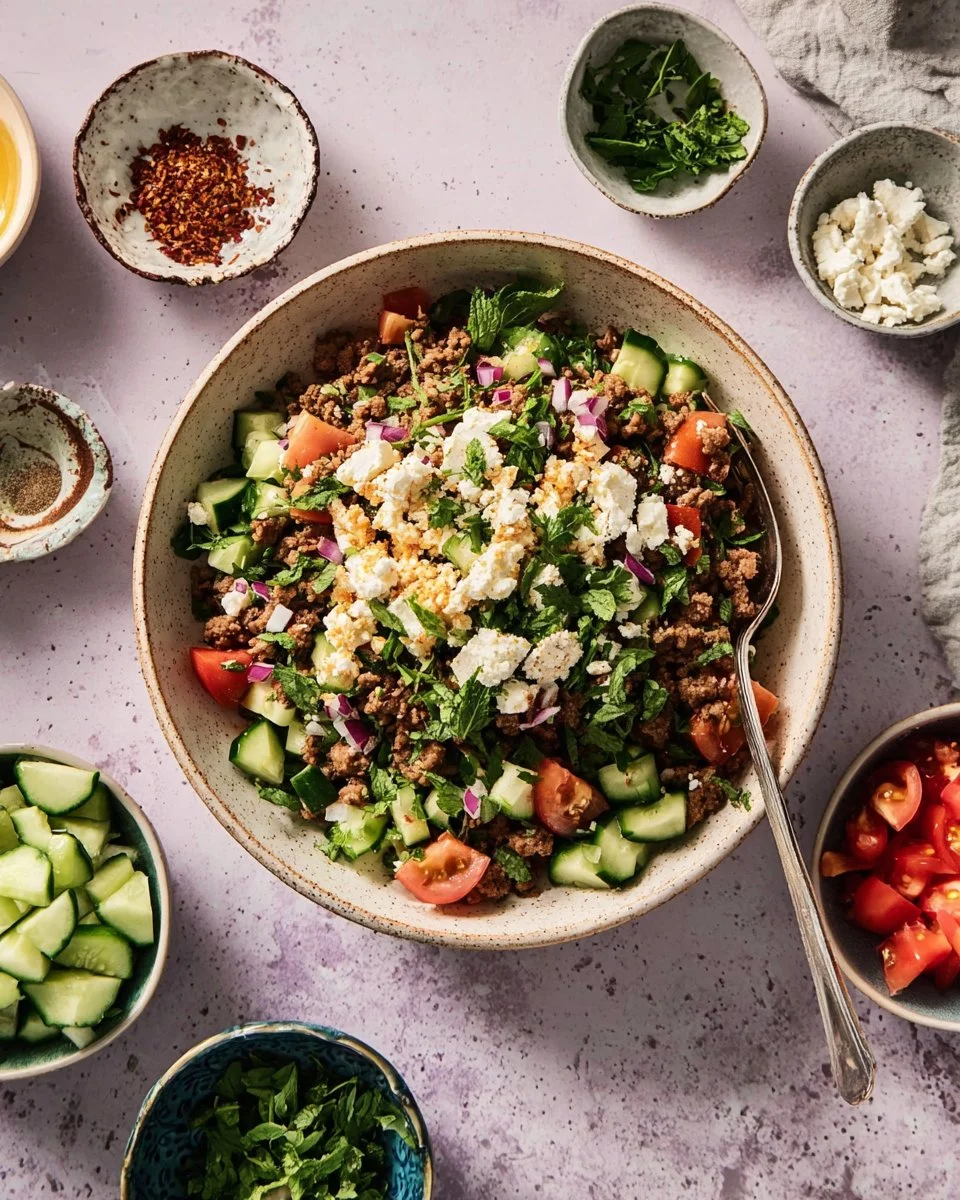 Delicious Chicken Kofta Bowl with fresh vegetables and herbs