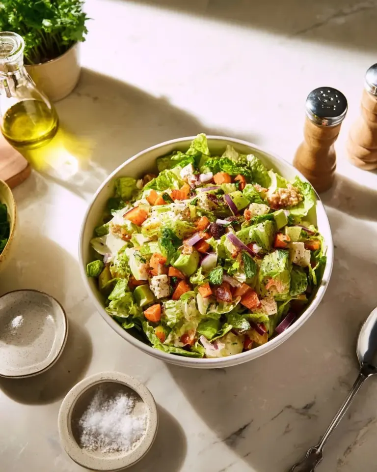 Chopped shrimp salad with fresh ingredients and lemon vinaigrette dressing