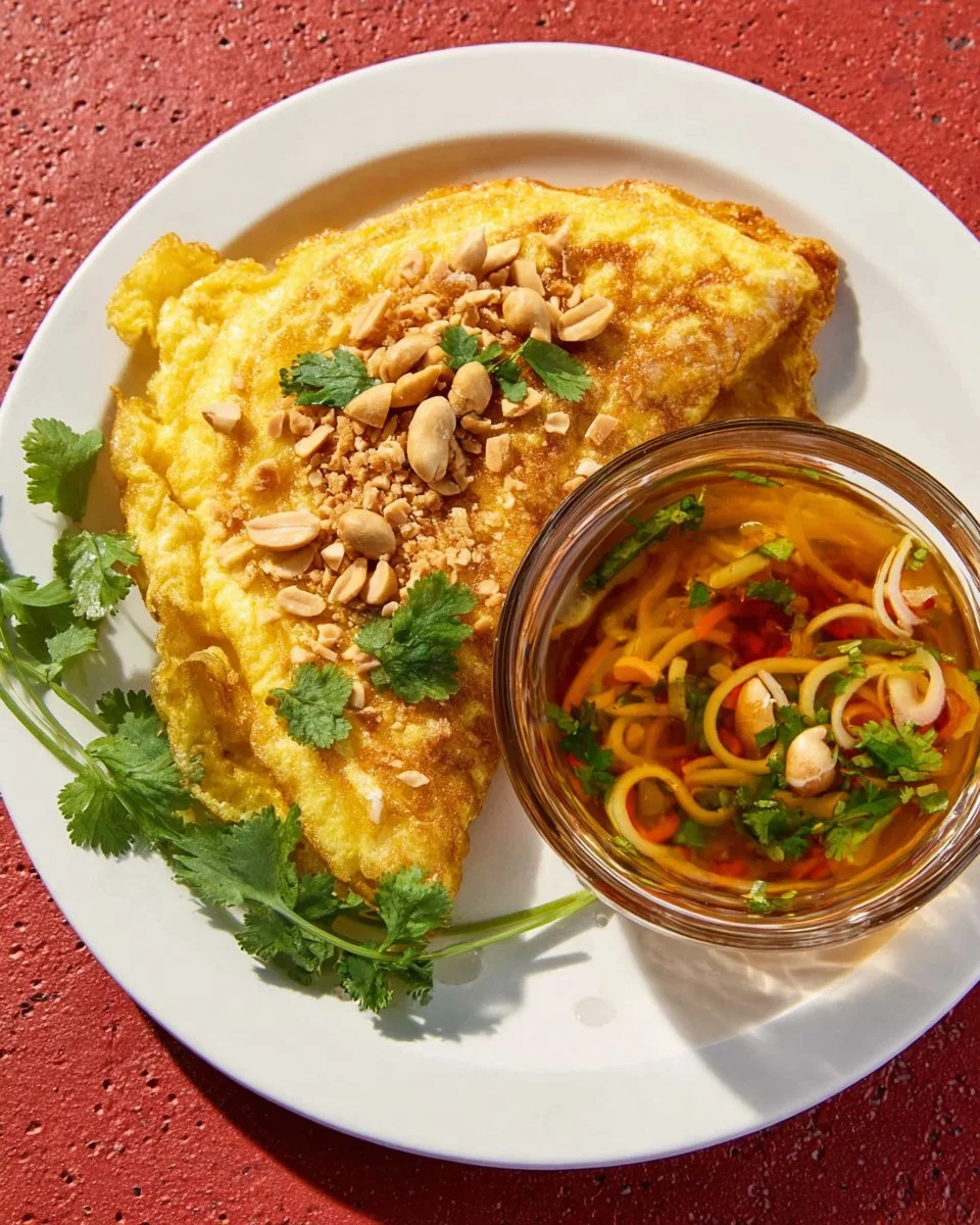 Crispy fish served with green mango salad, showcasing a vibrant dish.