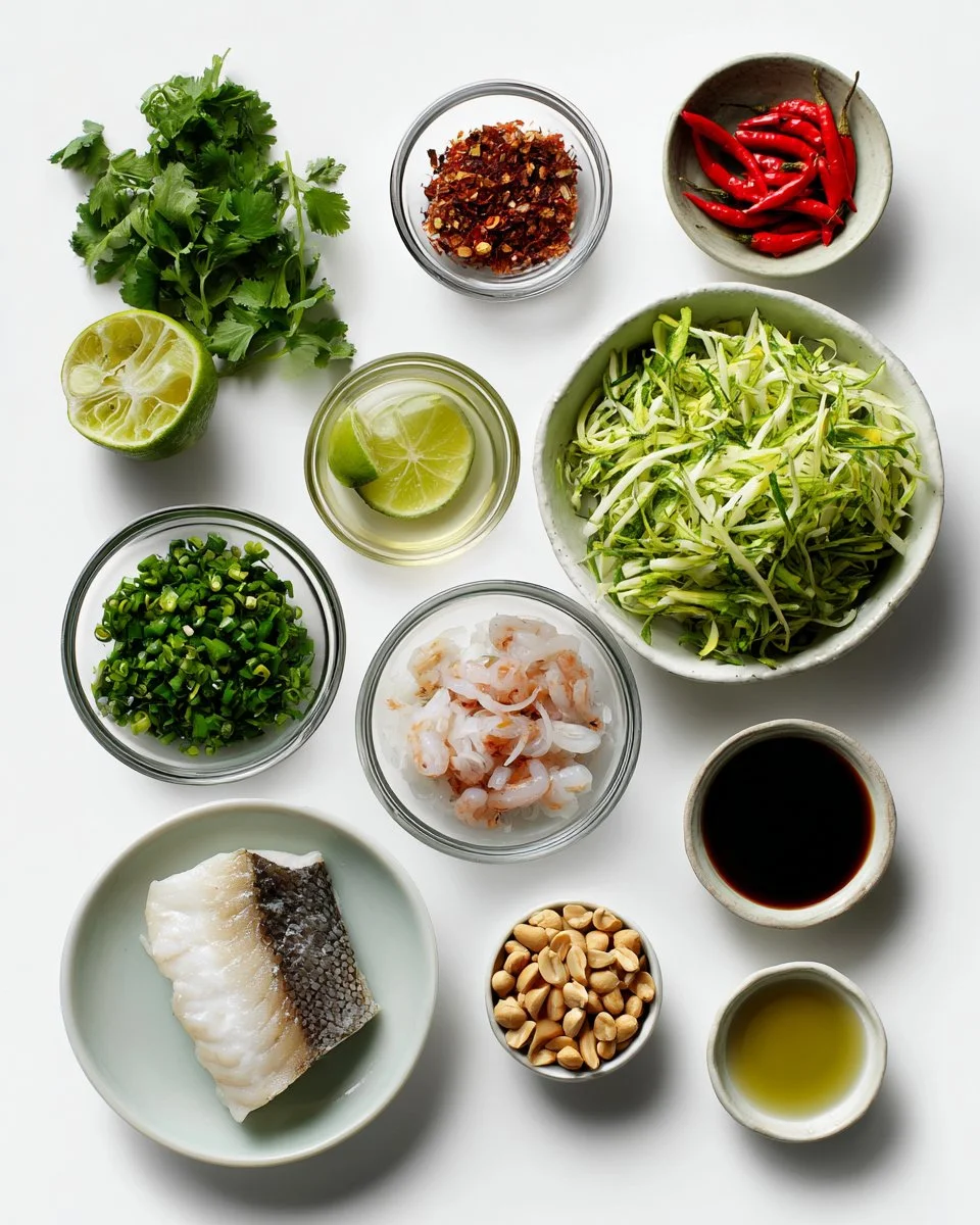 Crispy Fluffy Fish with Green Mango Salad
