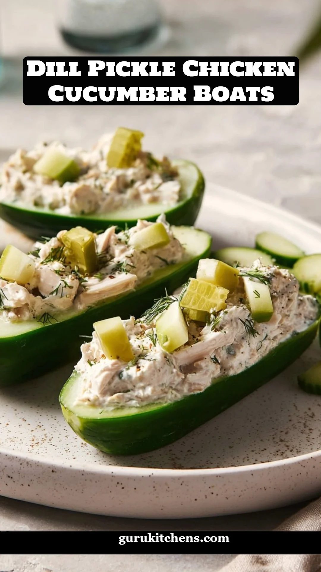 Dill Pickle Chicken Cucumber Boats