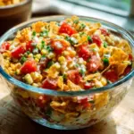 Bowl of Fritos Corn Salad with vibrant ingredients and colorful presentation