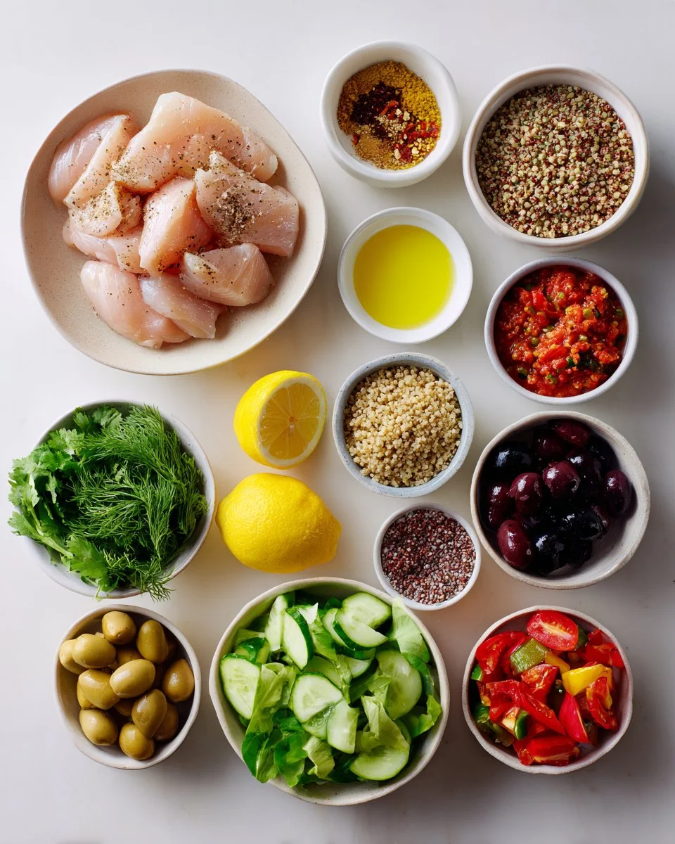 Healthy Grain and Chicken Bowls with Mediterranean Salsa