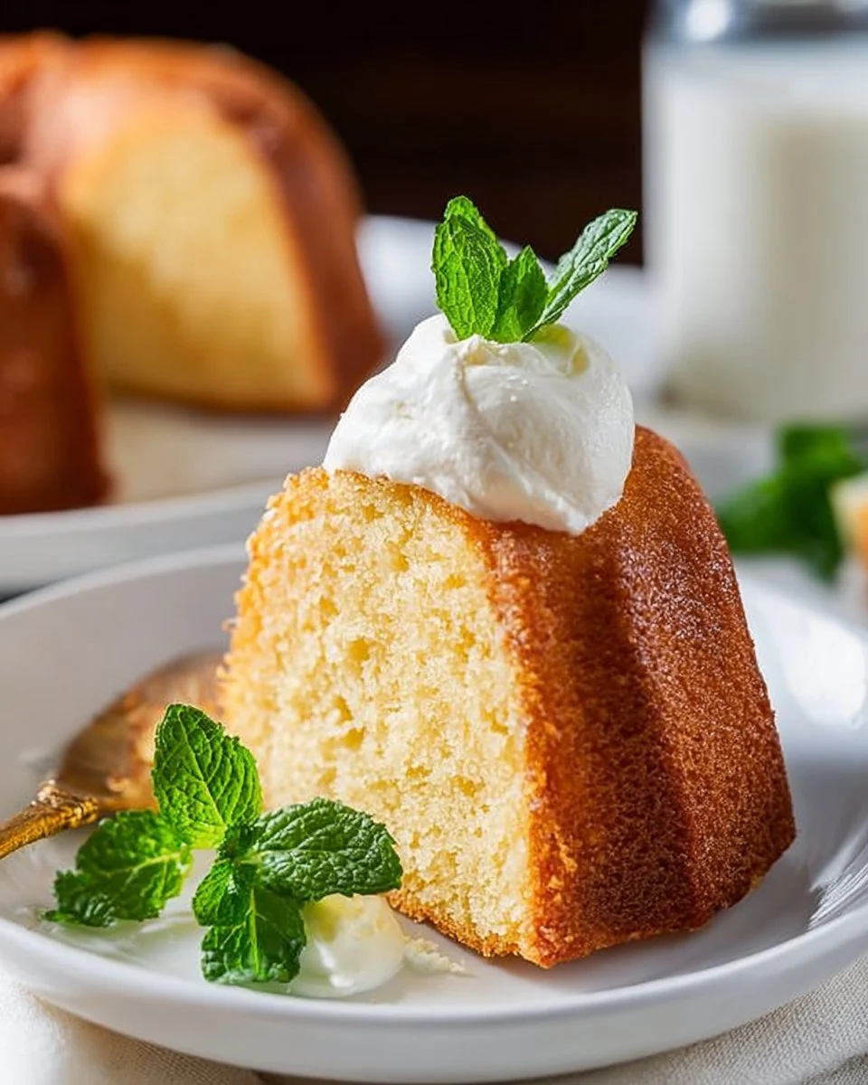 Slice of homemade Amaretto Pound Cake on a decorative plate