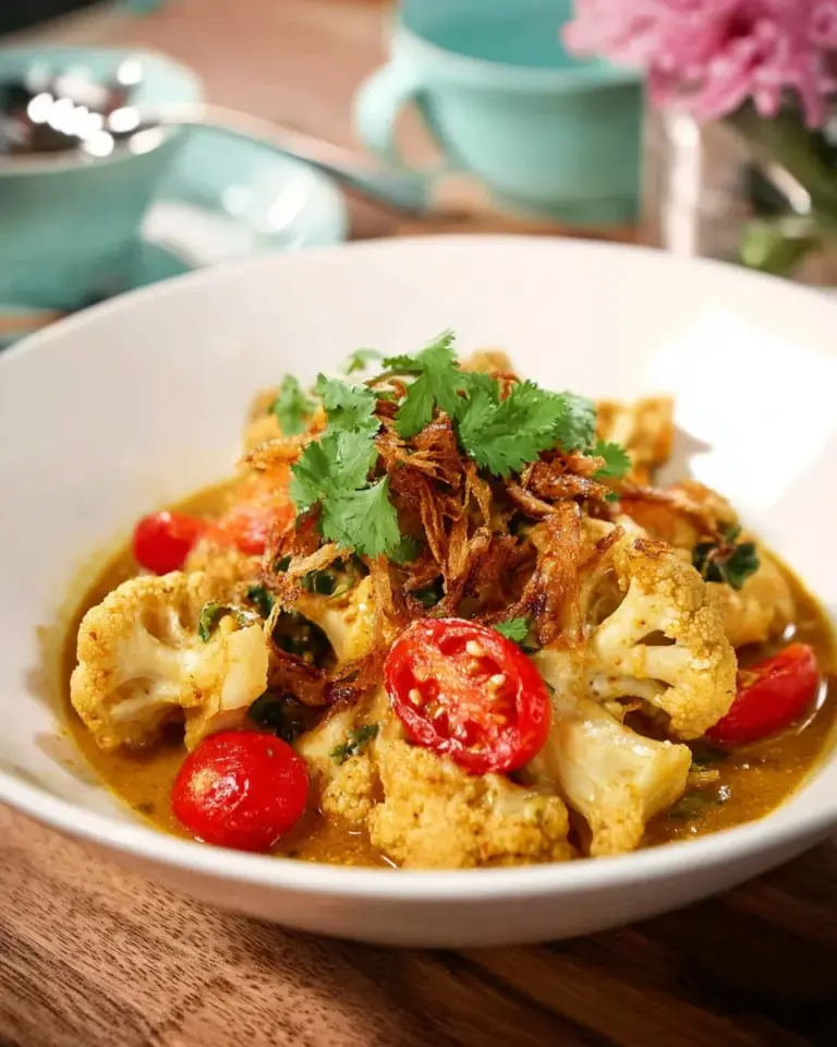 Quick and delicious cauliflower curry stir fry with vibrant vegetables