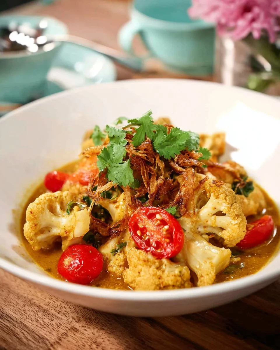 Quick and delicious cauliflower curry stir fry with vibrant vegetables