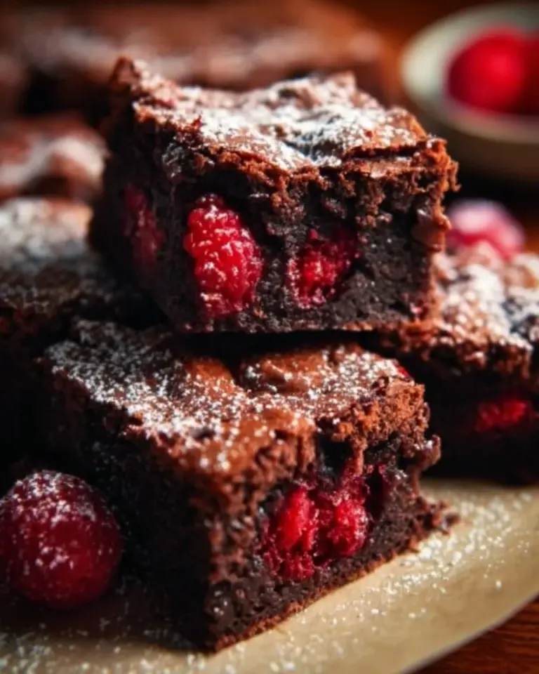 Delicious Raspberry Swirl Brownies with a rich chocolate base and a berry swirl