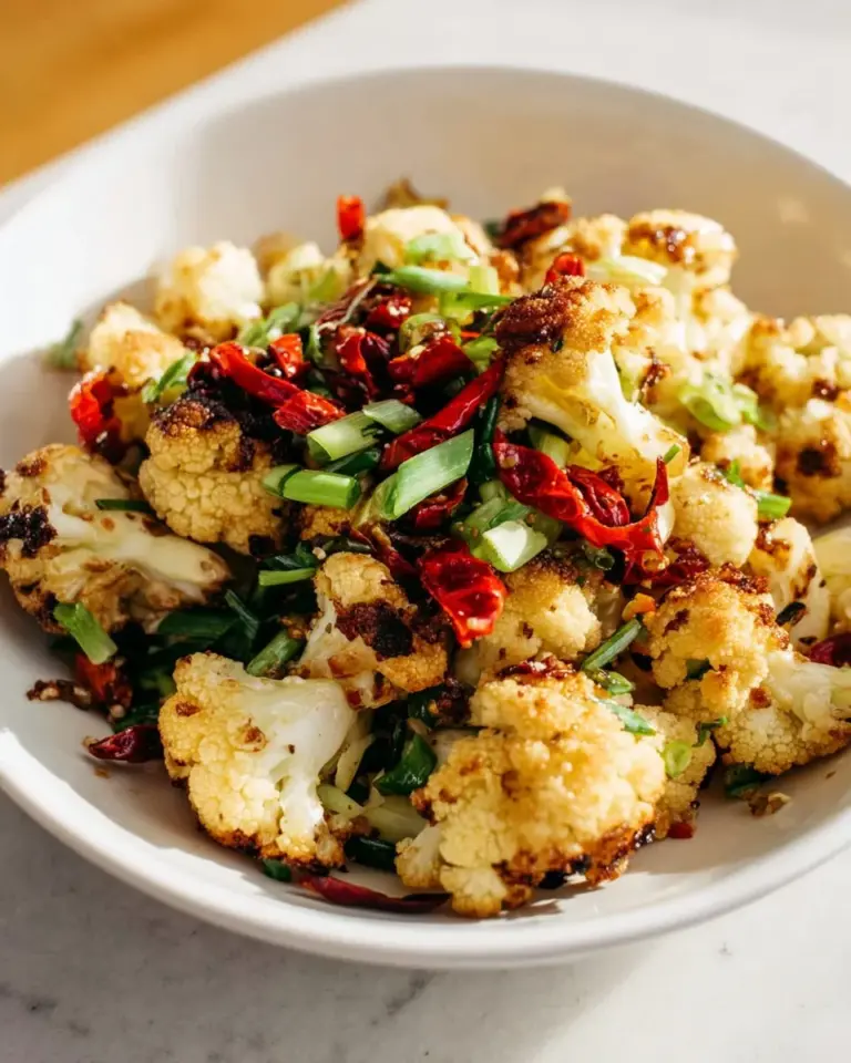 Roasted cauliflower seasoned with five spice, a healthy and flavorful side dish.