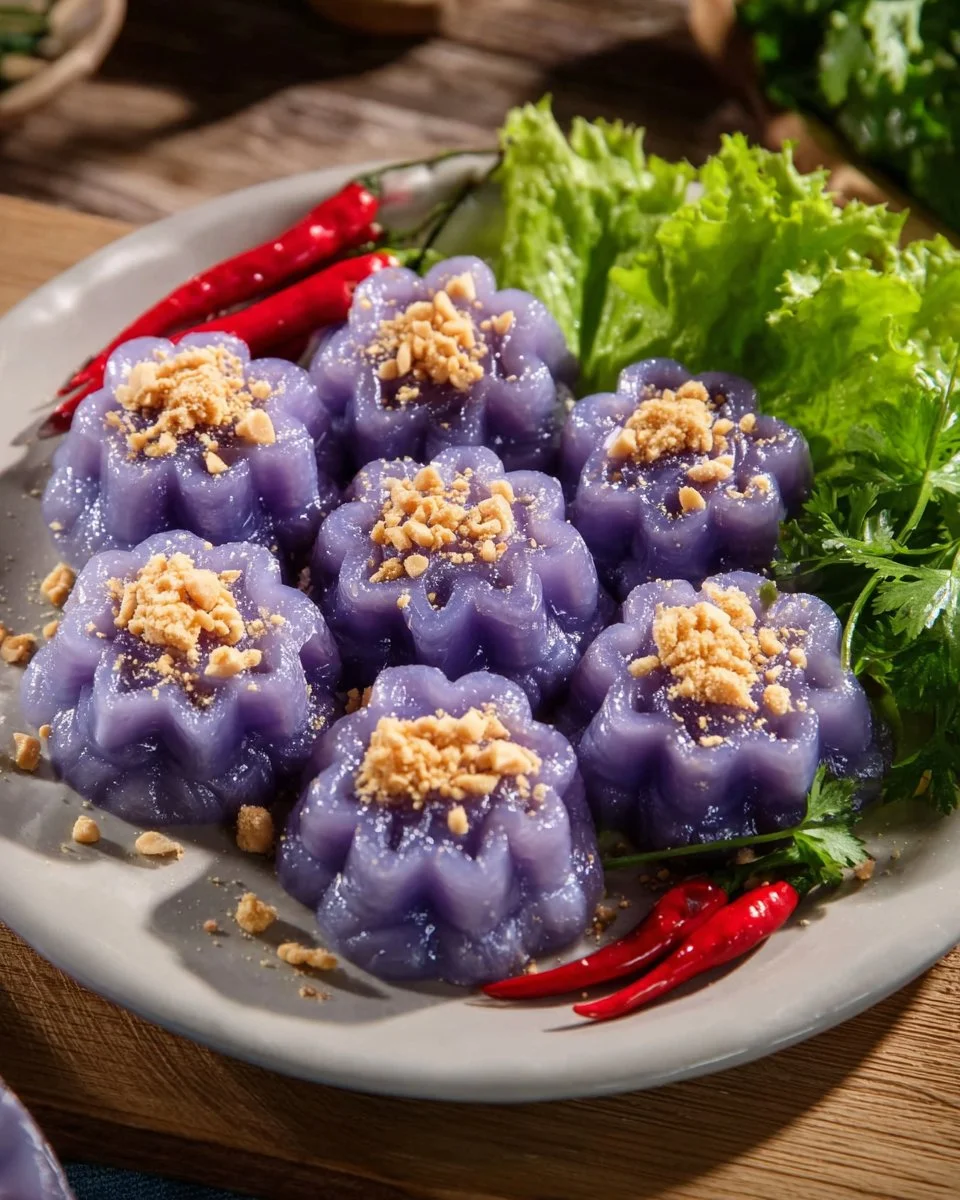 Chor Muang - vibrant royal flower dumplings filled with savory goodness.