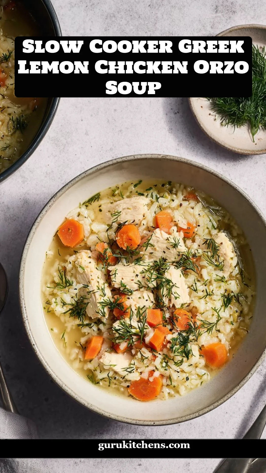 Slow Cooker Greek Lemon Chicken Orzo Soup