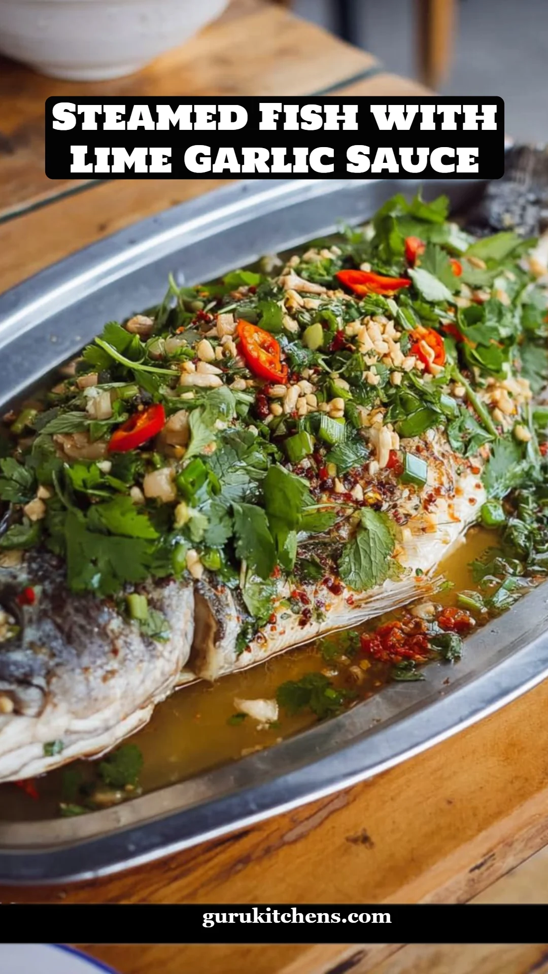Steamed Fish with Lime Garlic Sauce