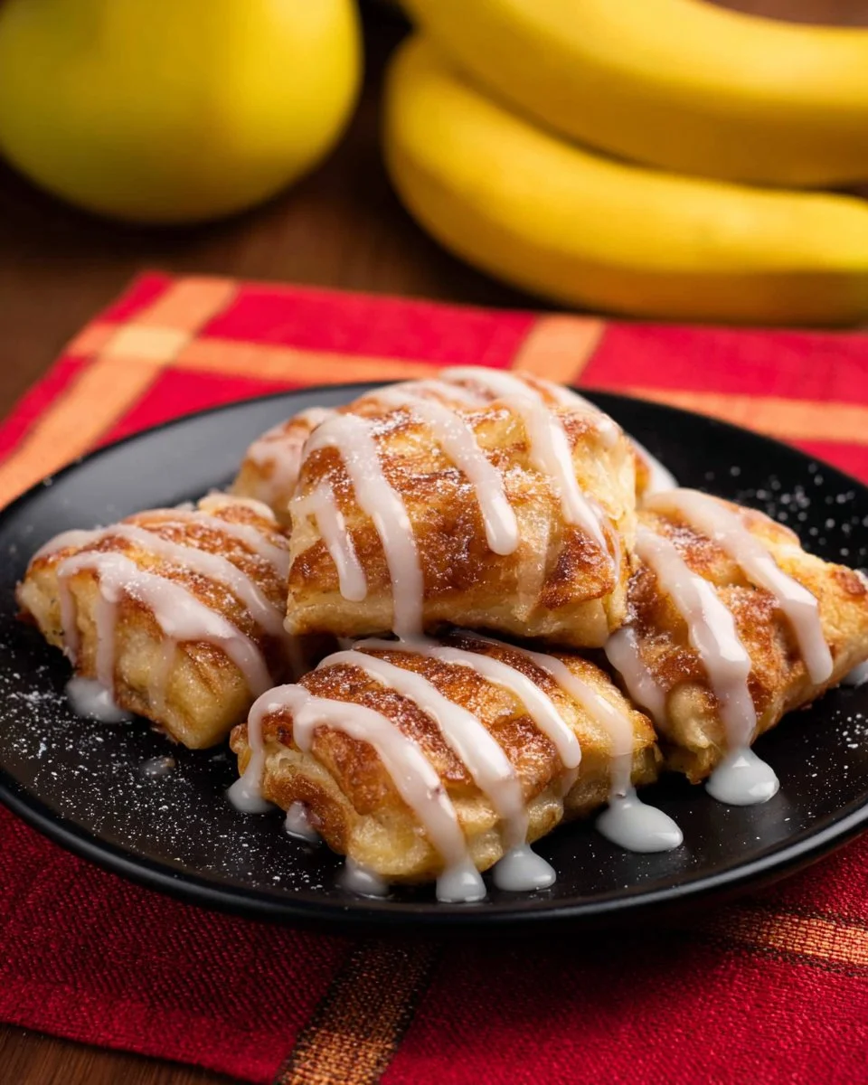 Delicious Thai Banana Roti served with sweetened condensed milk