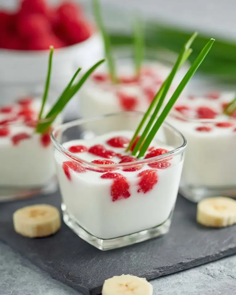 Bowl of Tub Tim Krob, a traditional Thai red rubies dessert served with coconut milk.
