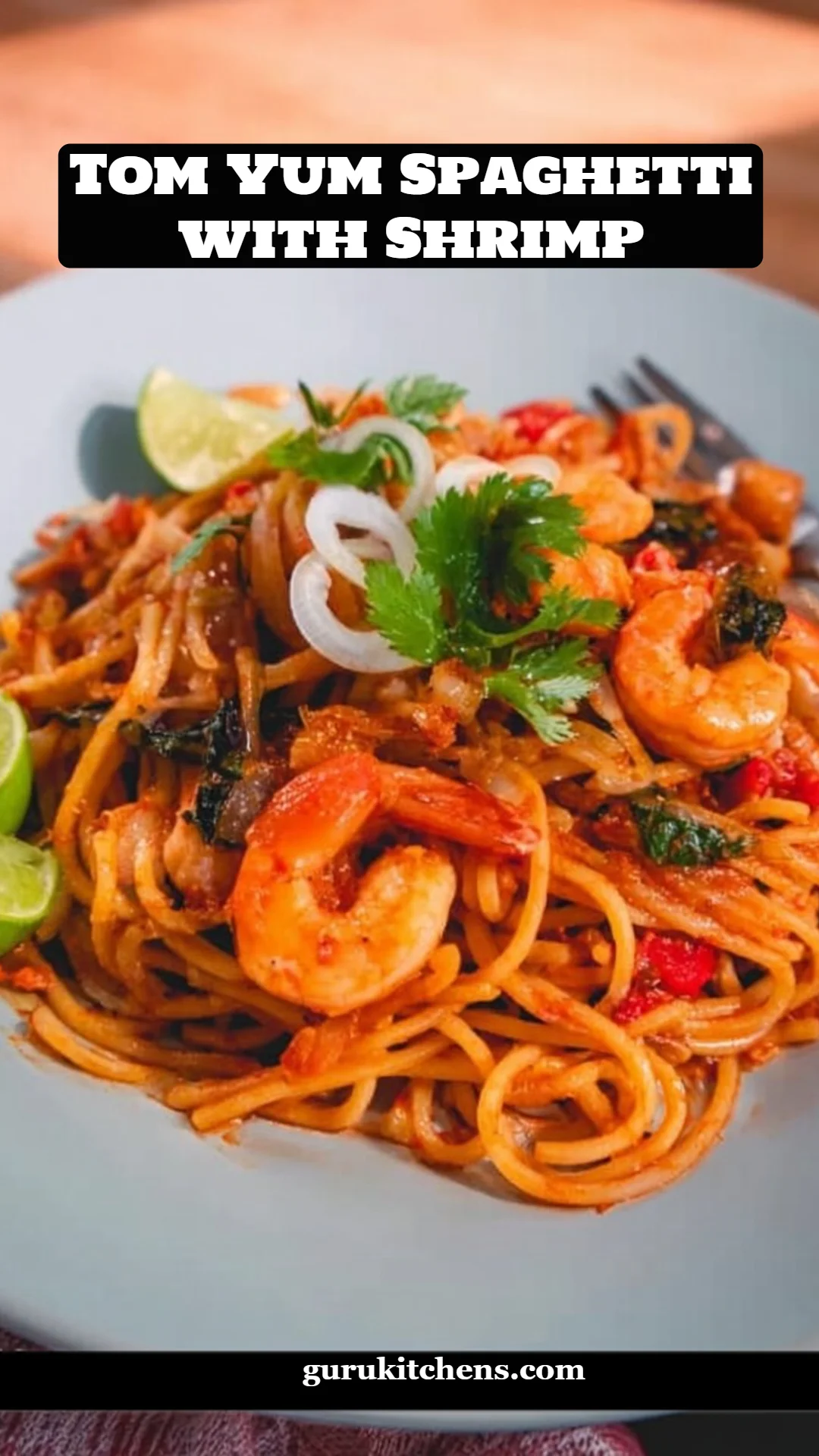 Tom Yum Spaghetti with Shrimp