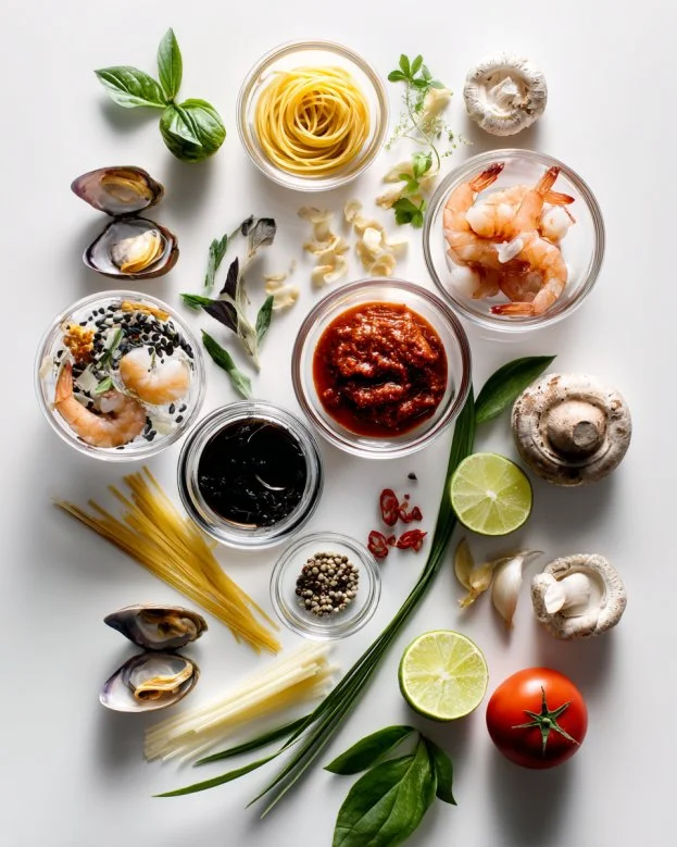 Tom Yum Spaghetti with Shrimp