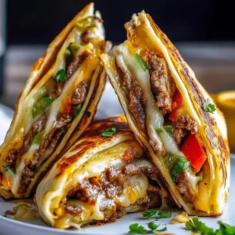 Delicious Philly Cheesesteak Quesadillas filled with beef and cheese