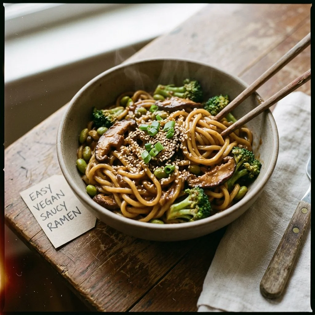 Easy Vegan Saucy Ramen Noodles