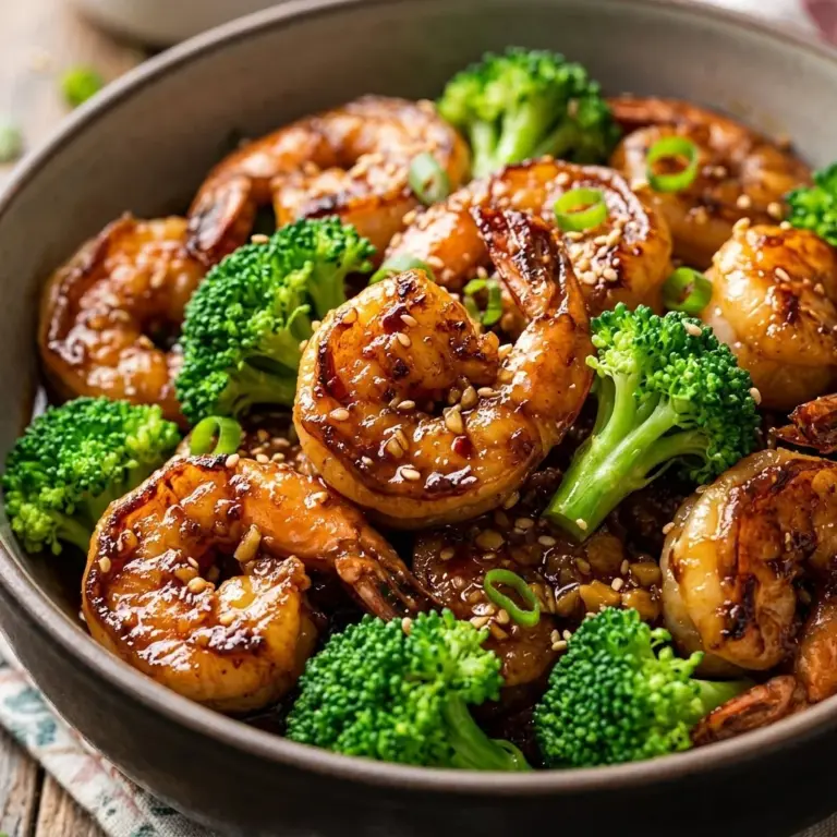 High-Protein Honey Garlic Shrimp dish served with vegetables on a plate