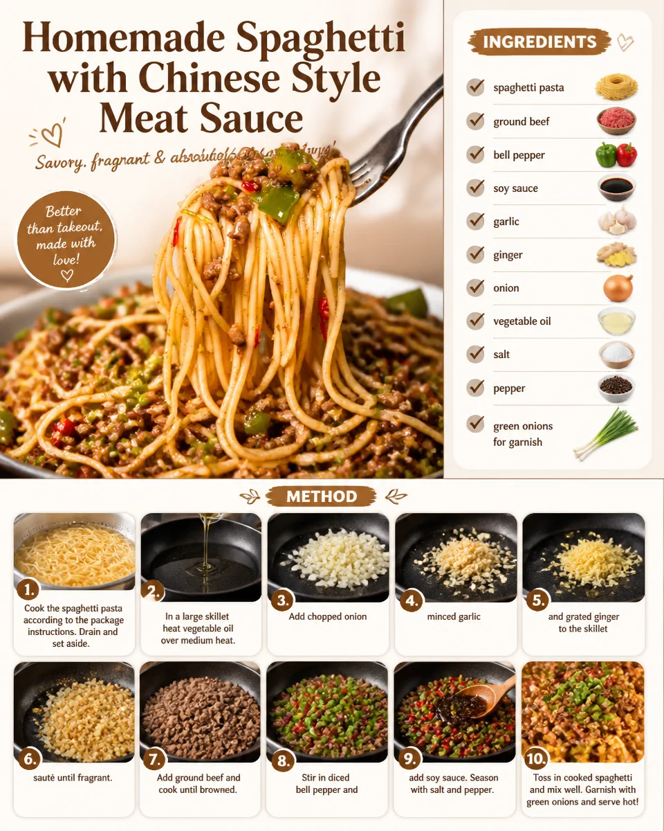 Homemade Spaghetti with Chinese Style Meat Sauce