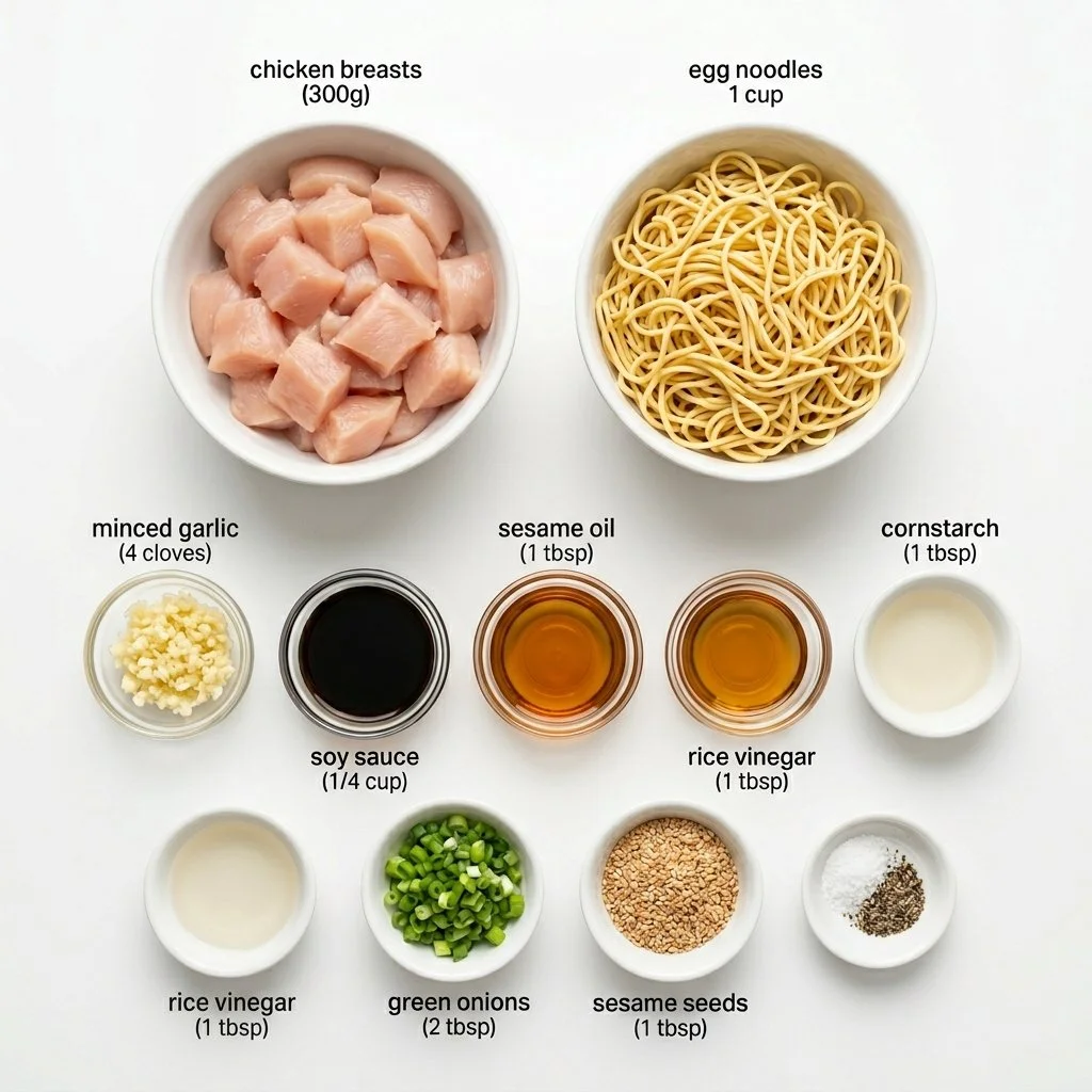 Sticky Garlic Chicken with Noodles