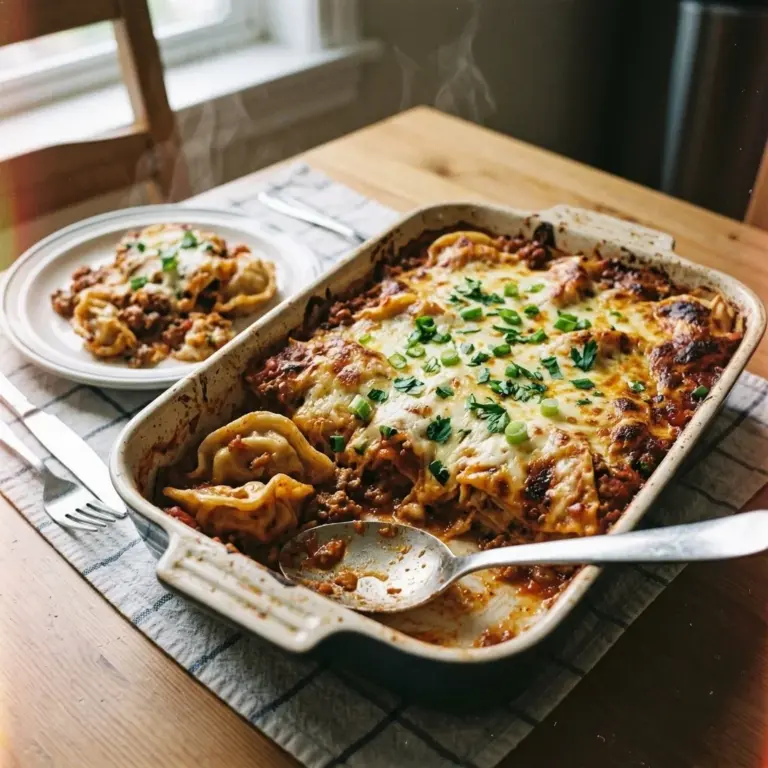 Viral dumplings lasagna dish with layers of pasta and dumplings
